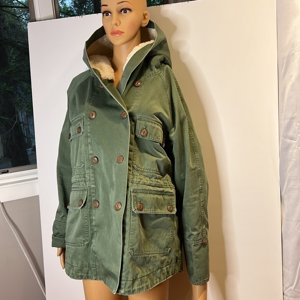 Lacoste Live Sz XL Unisex Hooded Lined Button Trench Cotton Jacket Coat